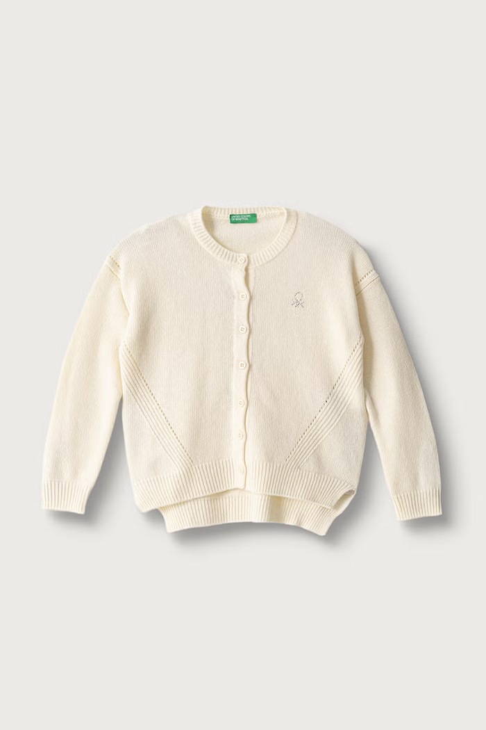 United Colors of Benetton Cardigan elegante per bambini con lana beige 1244C500N.G.Reproposal