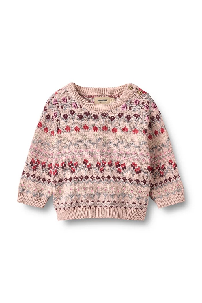 Wheat Pulover pentru bebeluși din bumbac 4513.560.GOTS roz AW26