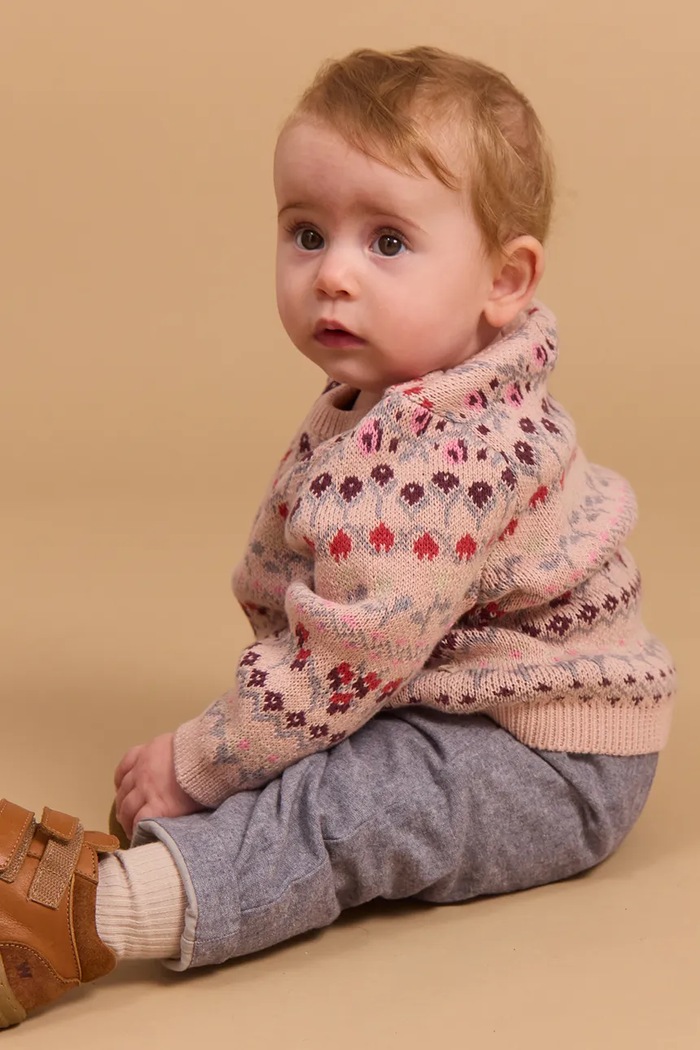 Wheat Sweter niemowlęcy bawełniany 4513.560.GOTS różowy AW26