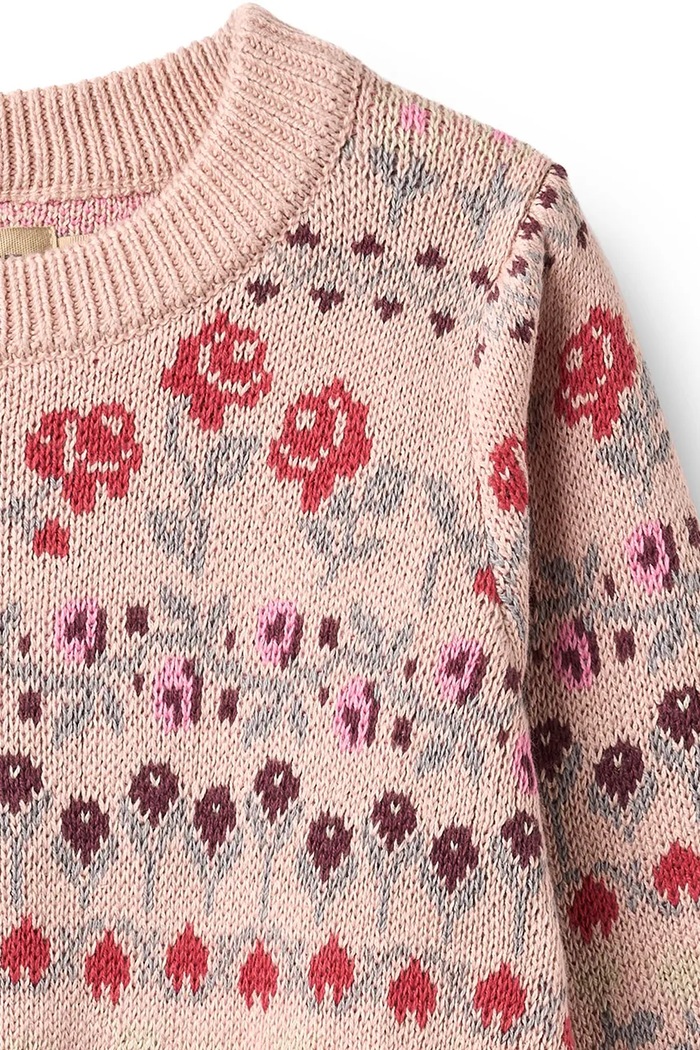 Wheat Sweter dziecięcy bawełniany 0513.560.GOTS różowy AW26