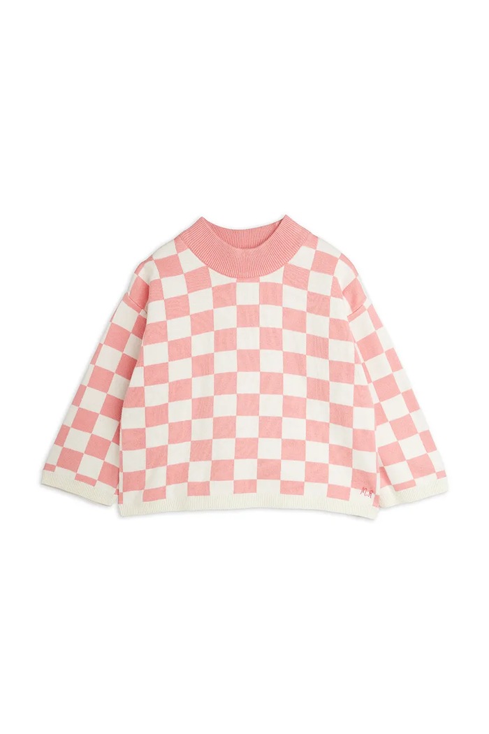 Mini Rodini sweter dziecięcy bawełniany Chess 26720164 różowy AW26