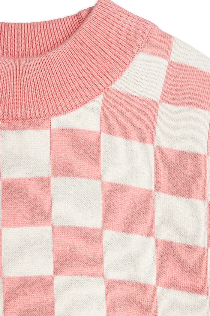 Mini Rodini sweter dziecięcy bawełniany Chess różowy 26720164