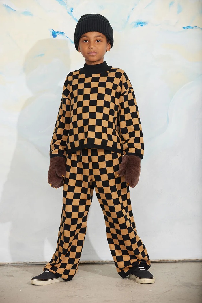 Mini Rodini sweter dziecięcy bawełniany Chess brązowy 26720164