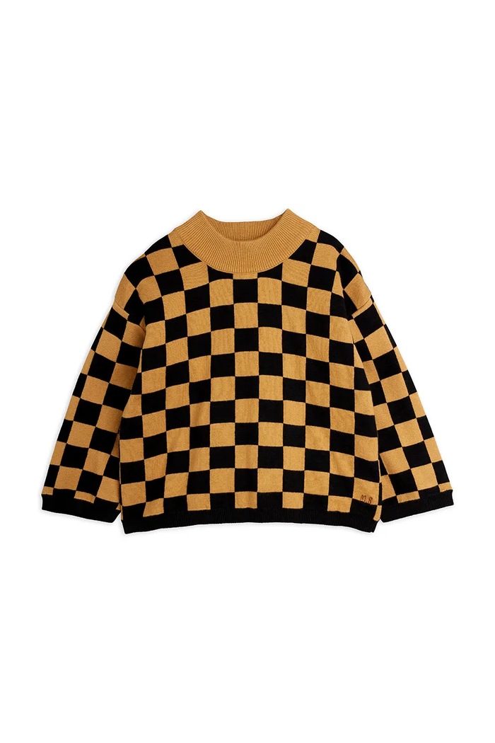 Mini Rodini sweter dziecięcy bawełniany Chess 26720164 brązowy AW26