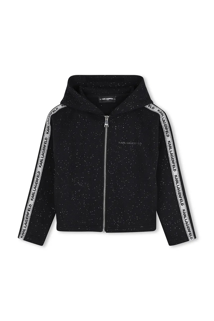 Karl Lagerfeld Dukserica na zakopčavanje sa kapuljačom za djecu s pamukom Z31323.114.150 crna AW26