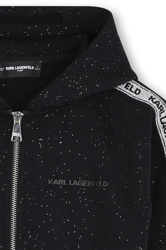 Dukserica na zakopčavanje sa kapuljačom za djecu s pamukom Karl Lagerfeld Z31323.114.150 crna