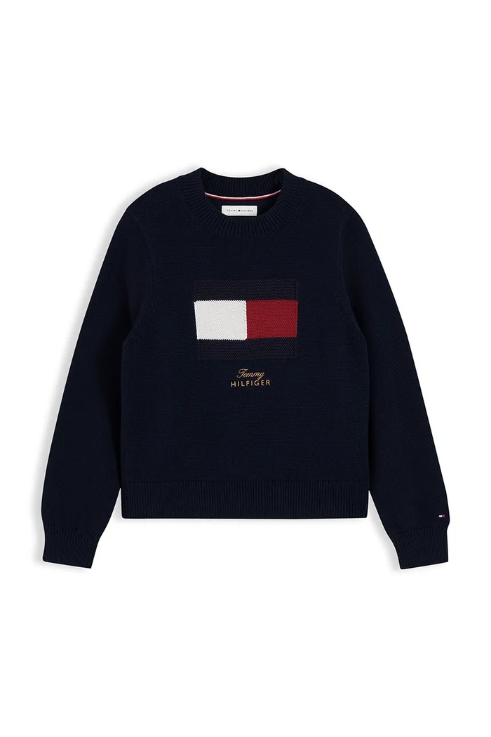 Tommy Hilfiger Sweter dziecięcy z dodatkiem wełny KG0KG09851.9BY2 granatowy AW26