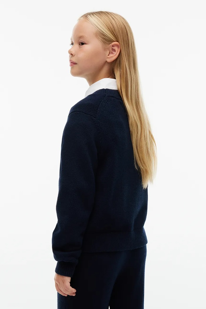 Dziewczynka Tommy Hilfiger Sweter dziecięcy z dodatkiem wełny KG0KG09851.9BY2 granatowy