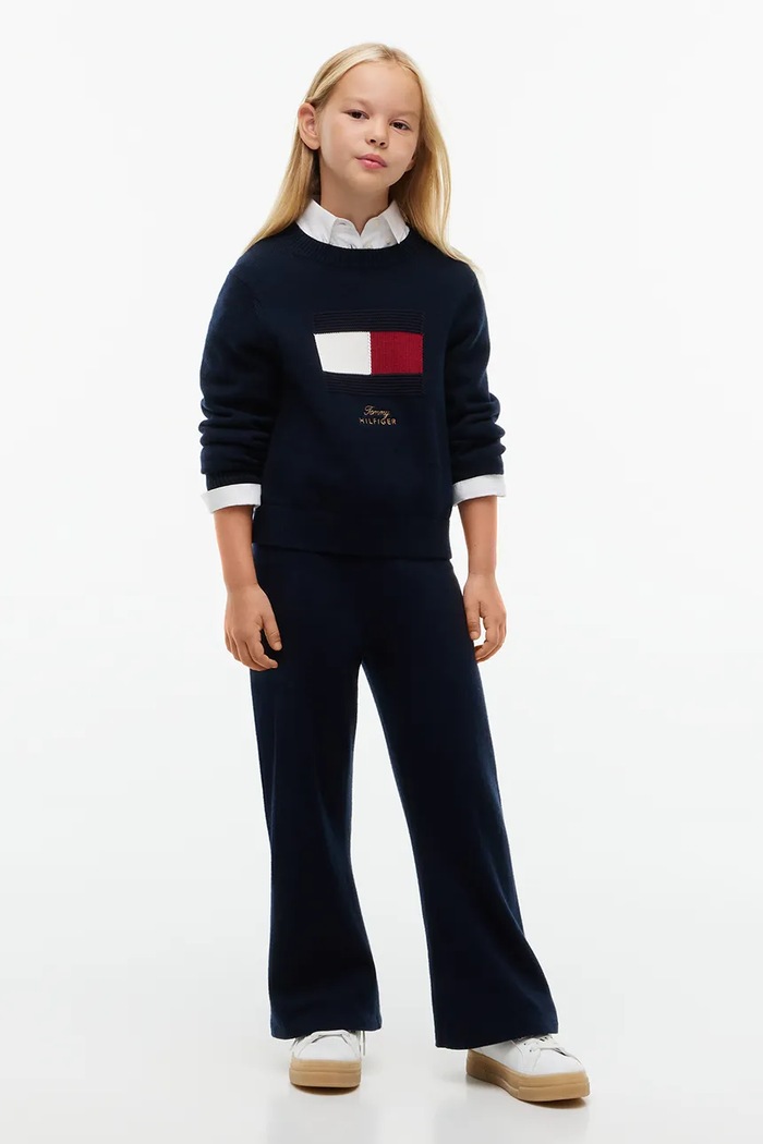Sweter dziecięcy z dodatkiem wełny Tommy Hilfiger KG0KG09851.9BY2 granatowy