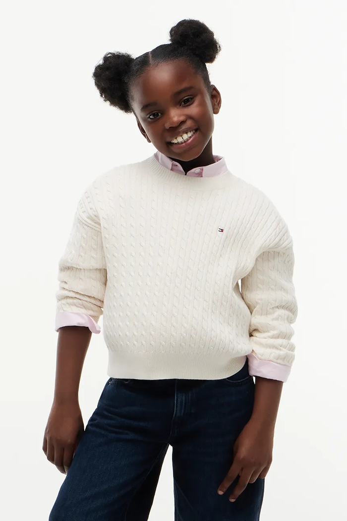 Tommy Hilfiger Sweter dziecięcy bawełniany beżowy KG0KG08848.128.176.9BY2