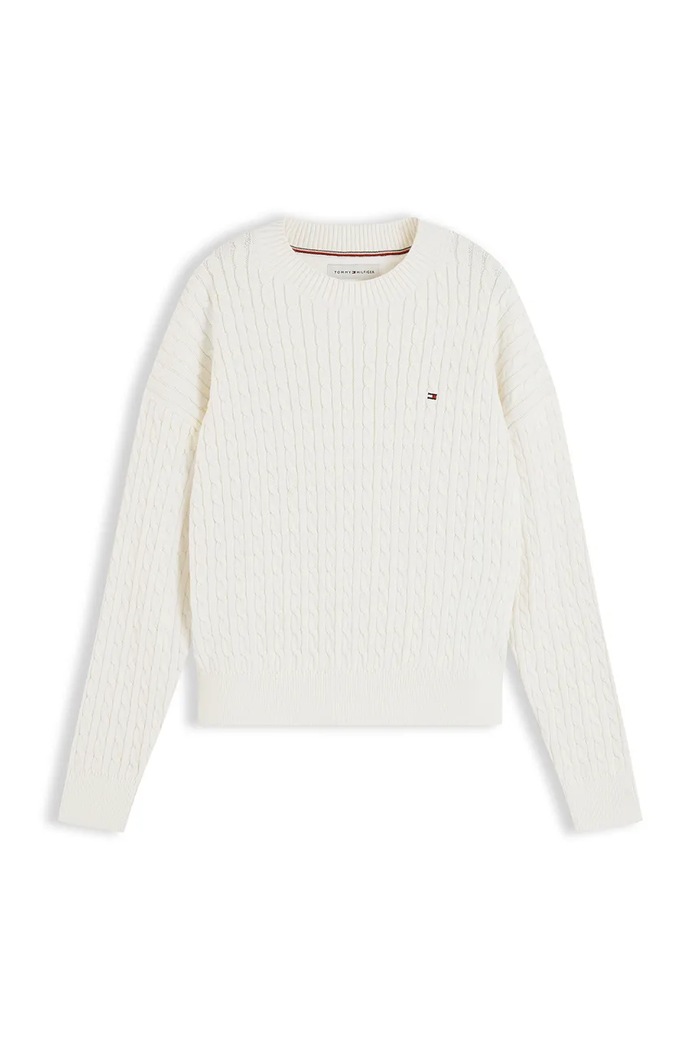 Tommy Hilfiger Sweter dziecięcy bawełniany KG0KG08848.128.176.9BY2 beżowy AW26