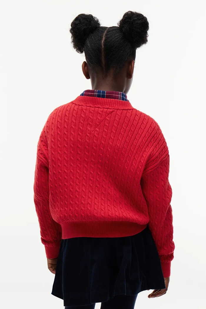 Dziewczynka Tommy Hilfiger sweter dziecięcy bawełniany KG0KG08848.128.176.9BY2 czerwony