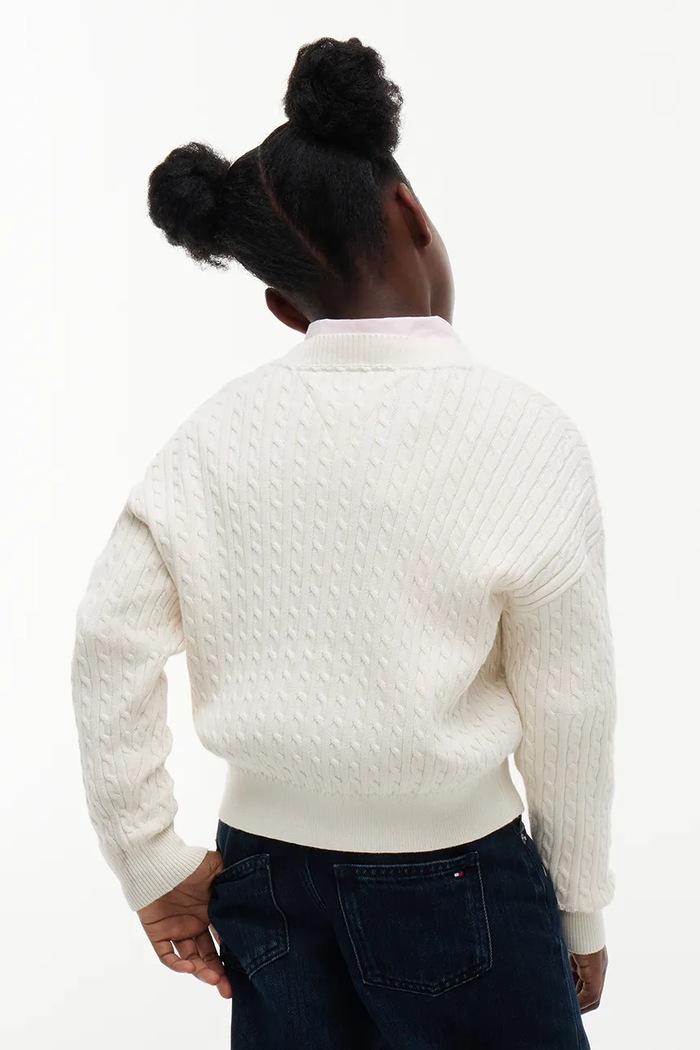 Dziewczynka Tommy Hilfiger Sweter dziecięcy bawełniany KG0KG08848.104.122.9BY2 beżowy