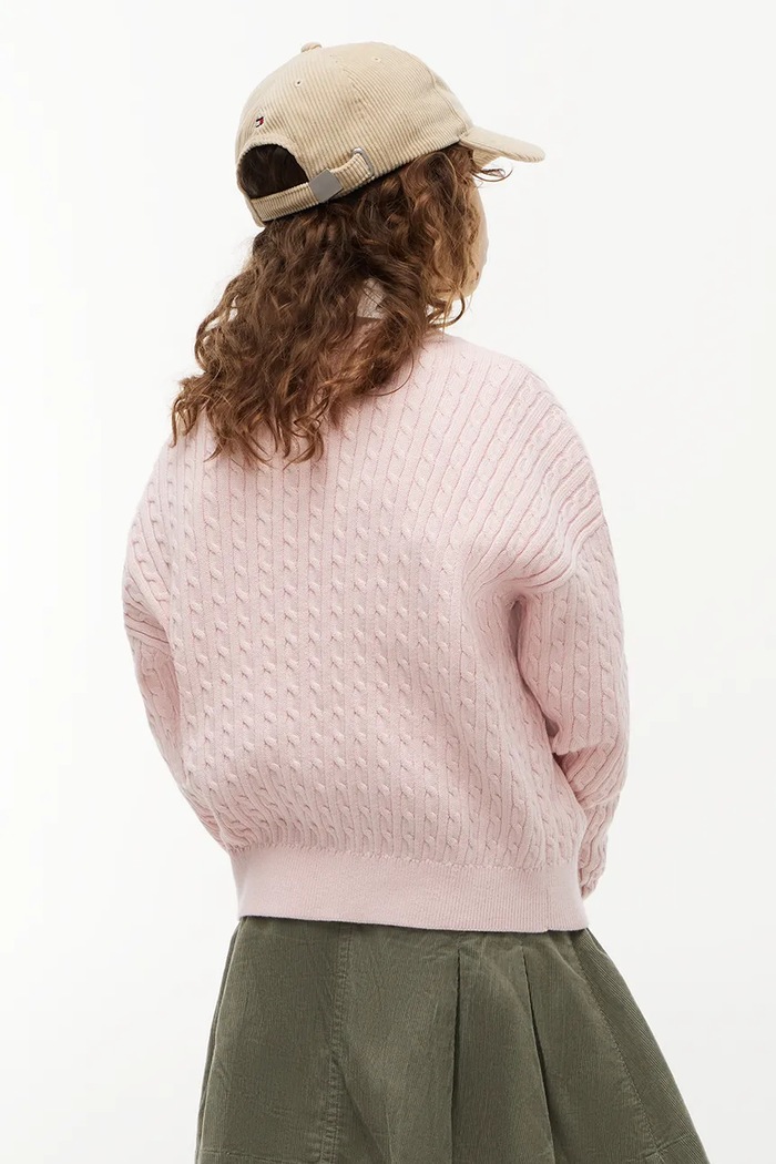 Dziewczynka Tommy Hilfiger Sweter dziecięcy bawełniany KG0KG08848.104.122.9BY2 różowy