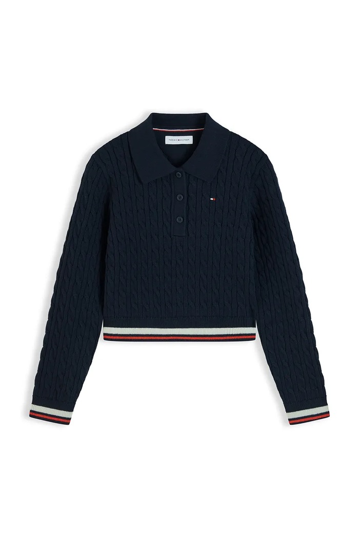 Tommy Hilfiger Sweter dziecięcy bawełniany KG0KG09682.9BY2 granatowy AW26