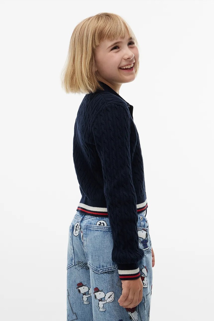 Dziewczynka Tommy Hilfiger Sweter dziecięcy bawełniany KG0KG09682.9BY2 granatowy