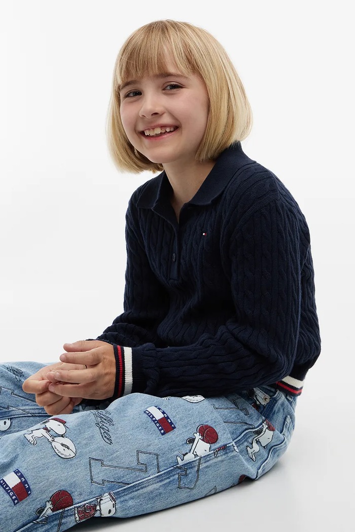 Sweter dziecięcy bawełniany Tommy Hilfiger granatowy KG0KG09682.9BY2