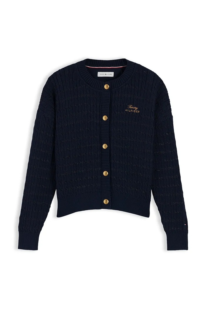 Tommy Hilfiger Kardigan dziecięcy bawełniany KG0KG09603.9BY2 granatowy AW26