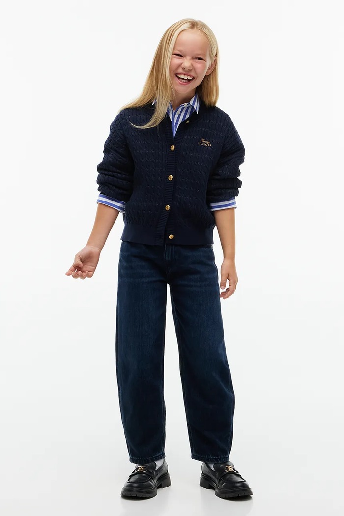 Kardigan dziecięcy bawełniany Tommy Hilfiger KG0KG09603.9BY2 granatowy