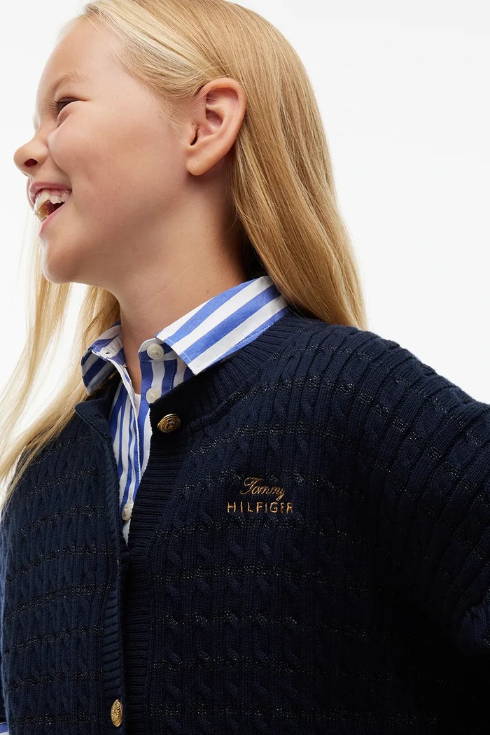 Kardigan dziecięcy bawełniany Tommy Hilfiger granatowy KG0KG09603.9BY2