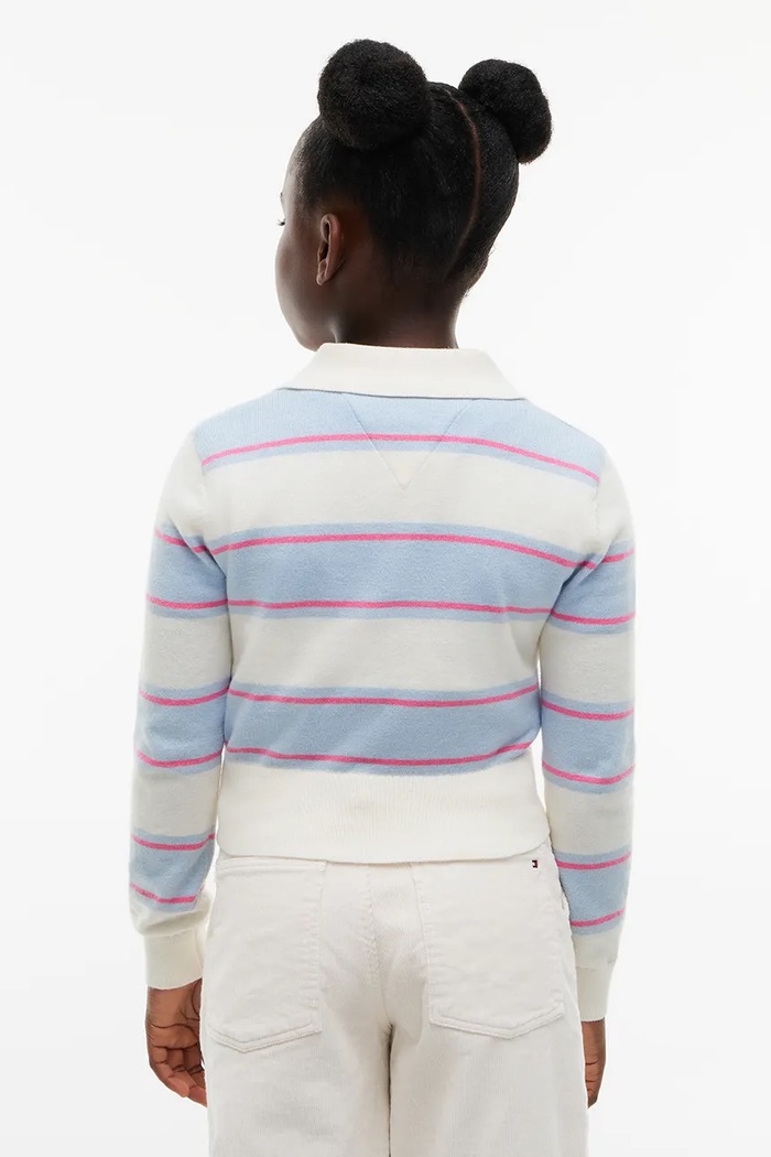 Dziewczynka Tommy Hilfiger Sweter dziecięcy z dodatkiem wełny KG0KG09595.9BY2 biały