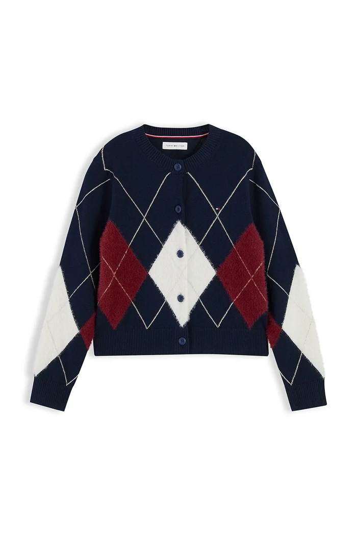 Tommy Hilfiger Kardigan dziecięcy z dodatkiem wełny KG0KG09834.9BY2 granatowy AW26