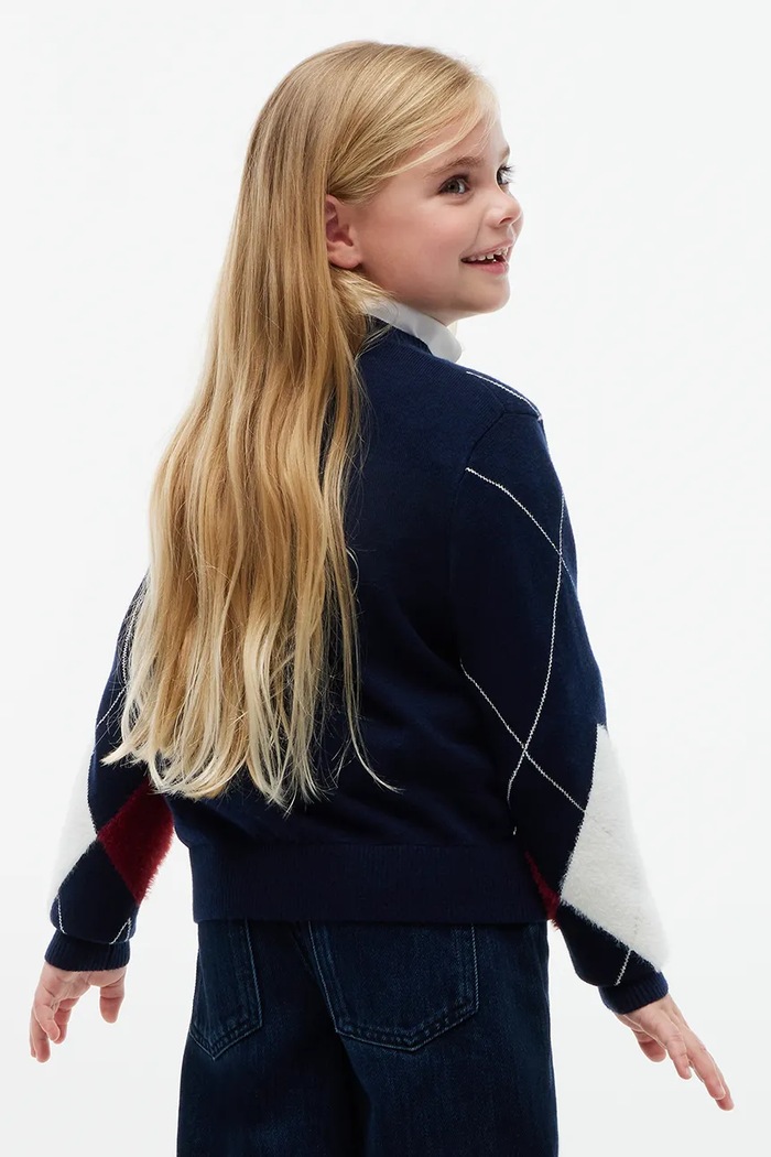 Dziewczynka Tommy Hilfiger Kardigan dziecięcy z dodatkiem wełny KG0KG09834.9BY2 granatowy