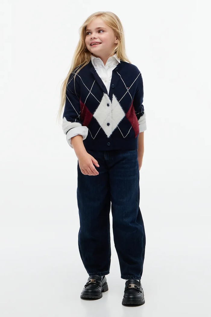 Kardigan dziecięcy z dodatkiem wełny Tommy Hilfiger KG0KG09834.9BY2 granatowy