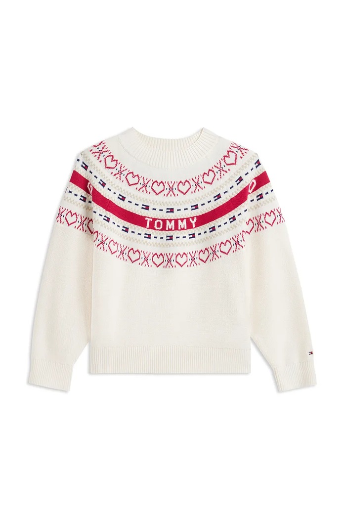 Tommy Hilfiger Πουλόβερ παιδικό βαμβακερό KG0KG09712.128.176.9BY2 μπεζ AW26