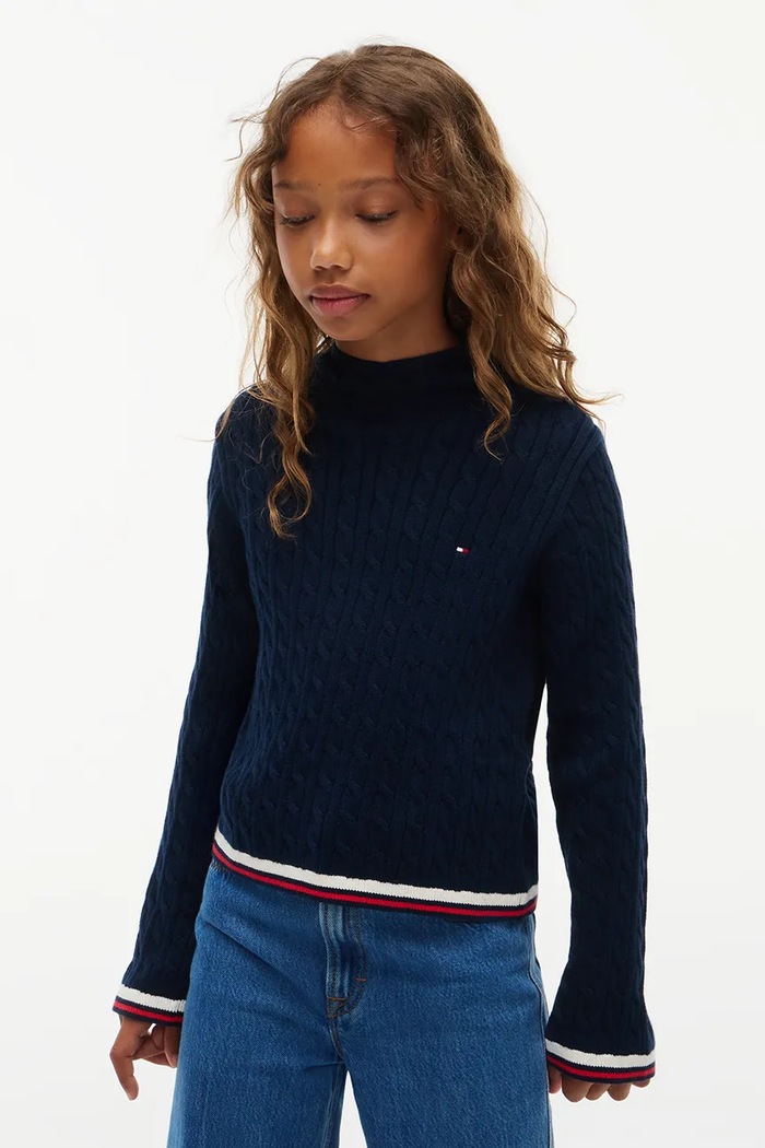 Tommy Hilfiger Sweter dziecięcy bawełniany granatowy KG0KG09681.9BY2