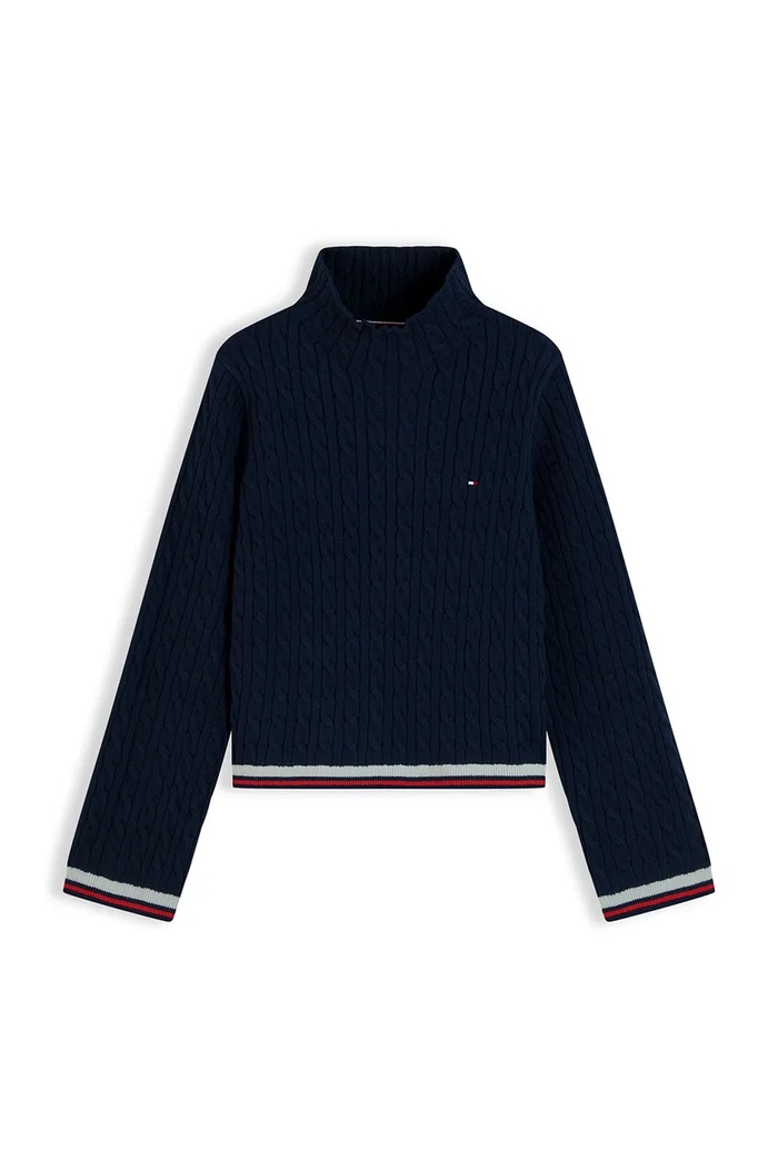 Tommy Hilfiger Sweter dziecięcy bawełniany KG0KG09681.9BY2 granatowy AW26