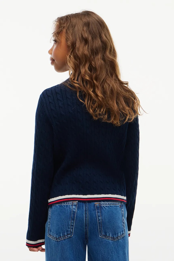 Dziewczynka Tommy Hilfiger Sweter dziecięcy bawełniany KG0KG09681.9BY2 granatowy