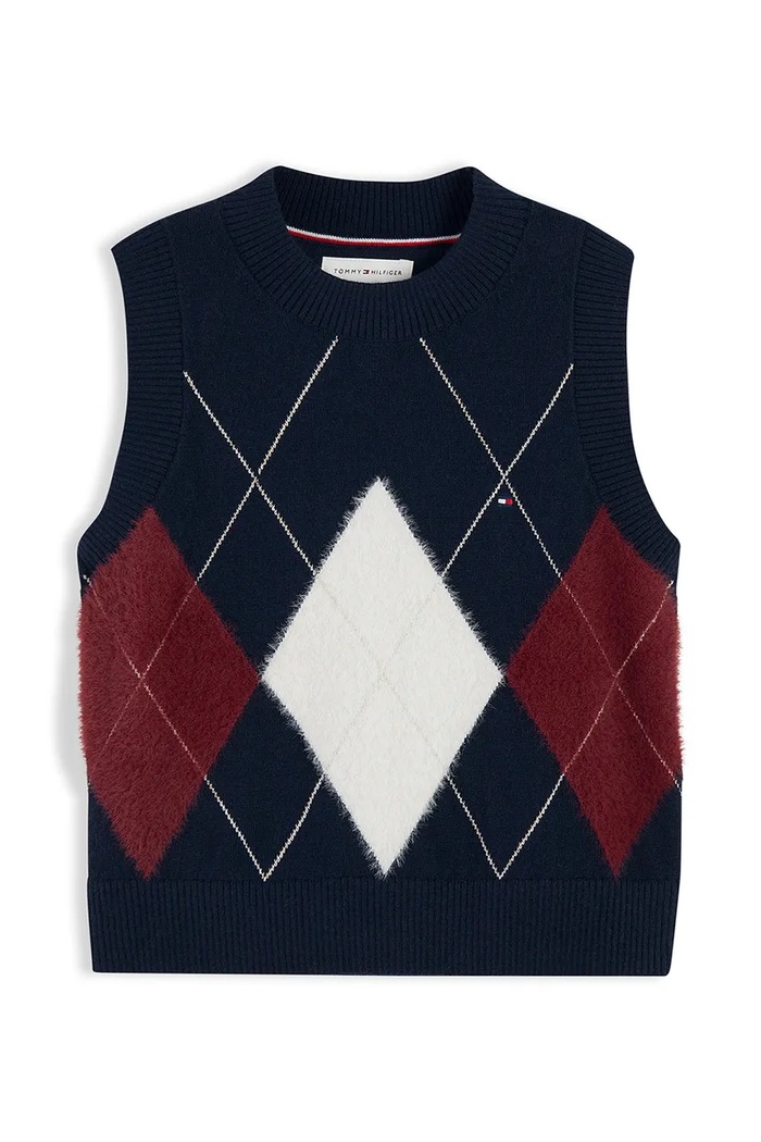 Tommy Hilfiger Kamizelka dziecięca z dodatkiem wełny KG0KG09713.9BY2 granatowy AW26