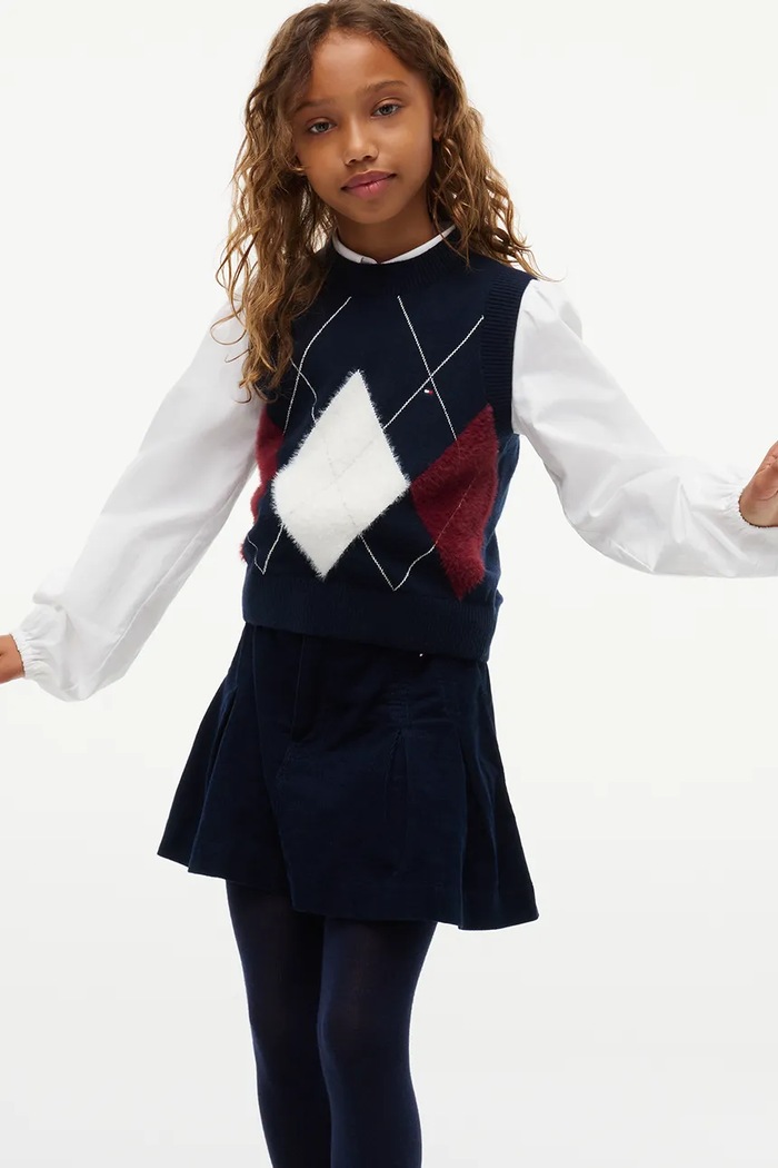 Kamizelka dziecięca z dodatkiem wełny Tommy Hilfiger granatowy KG0KG09713.9BY2