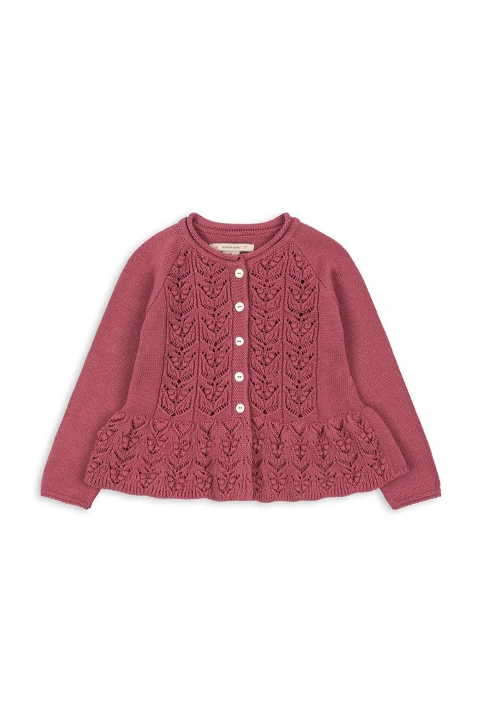 Konges Sløjd Kardigán detský bavlnený CABBY FRILL CARDIGAN GOTS ružová KS105928.9BY2