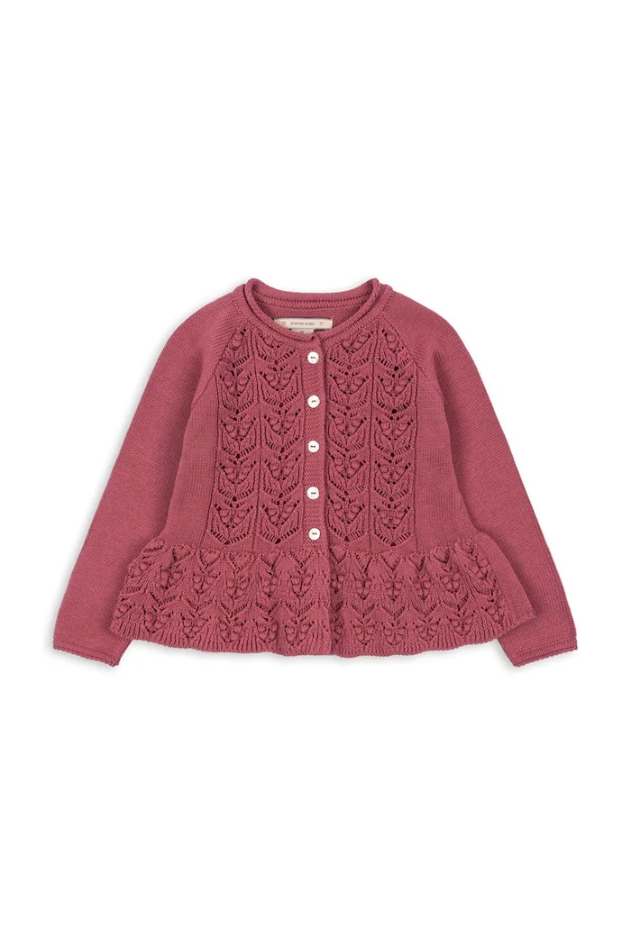 Konges Sløjd Kardigán detský bavlnený CABBY FRILL CARDIGAN GOTS ružová KS105928.9BY2