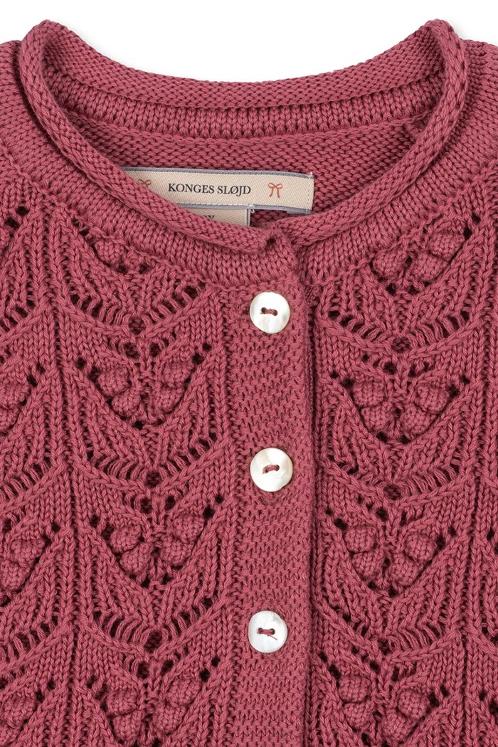 Dievča Konges Sløjd Kardigán detský bavlnený CABBY FRILL CARDIGAN GOTS KS105928.9BY2 ružová