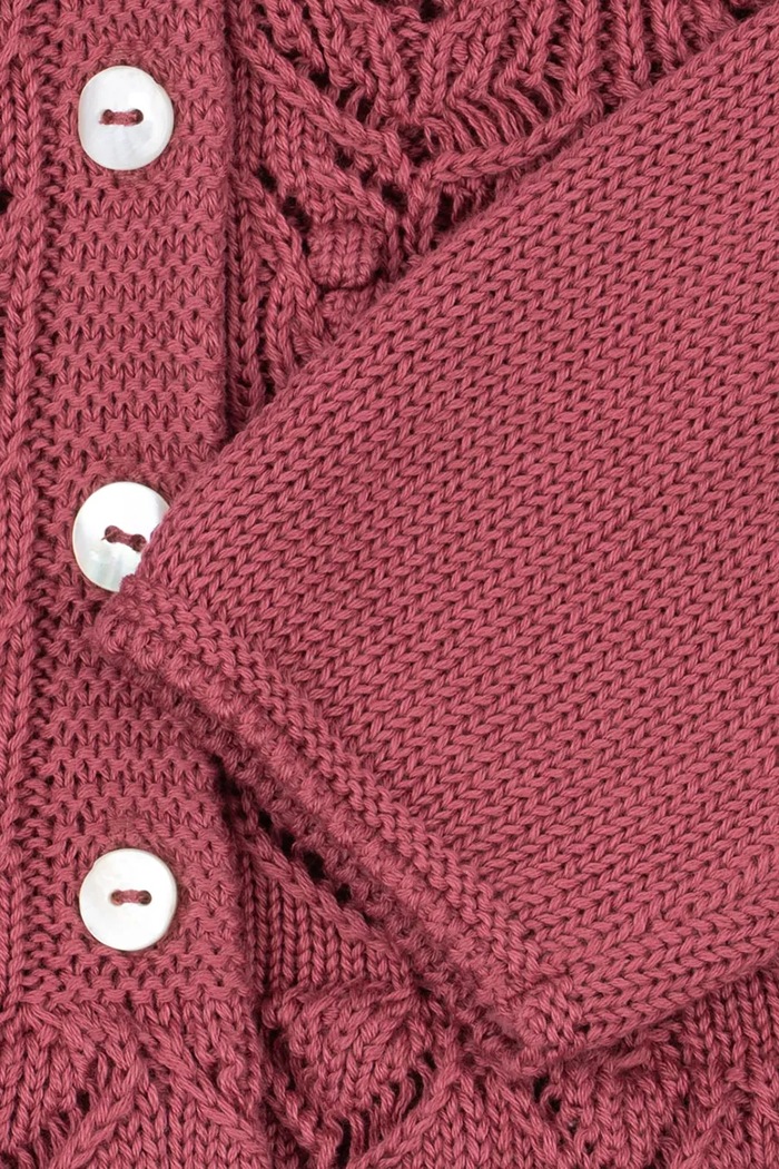 Kardigán detský bavlnený CABBY FRILL CARDIGAN GOTS Konges Sløjd KS105928.9BY2 ružová