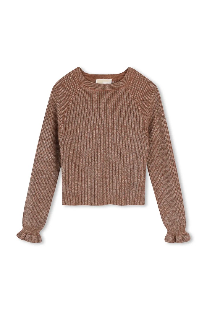 Michael Kors Pulover za djecu s pamukom R30711.156 smeđa AW26