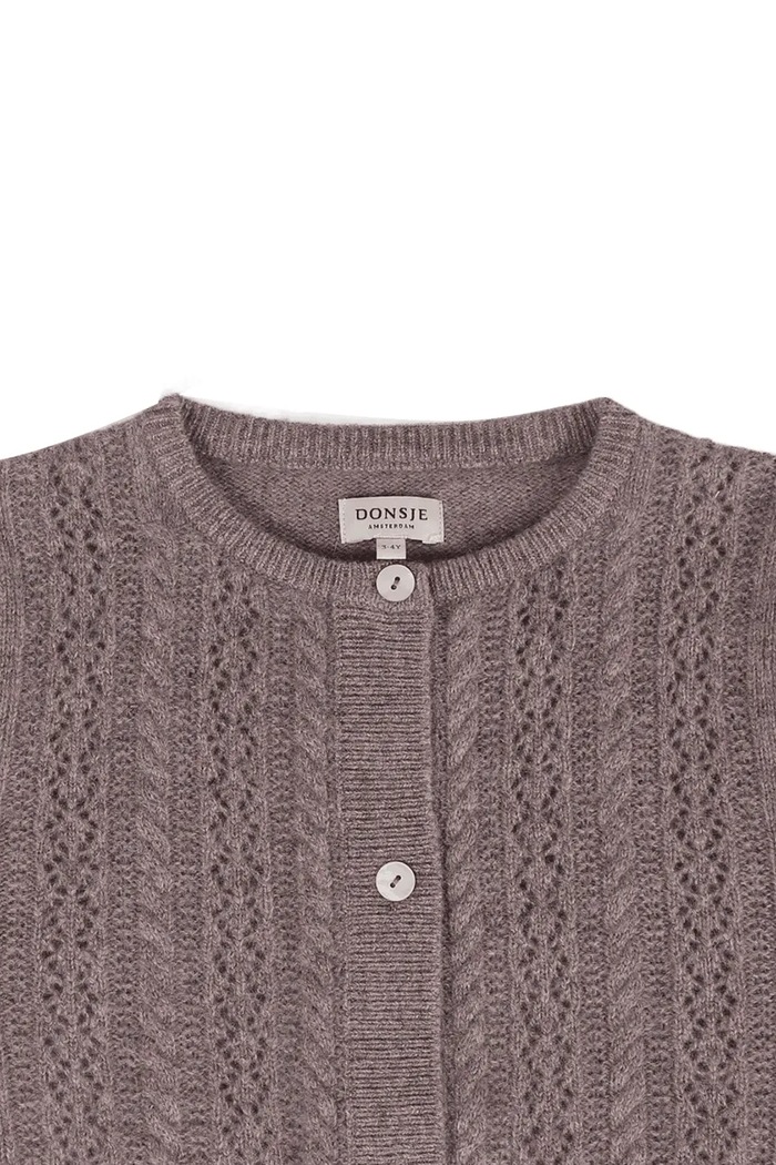 Жилетка за деца от мериносова вълна Danik Merino Wool Cardigan Donsje 4102500 кафяв
