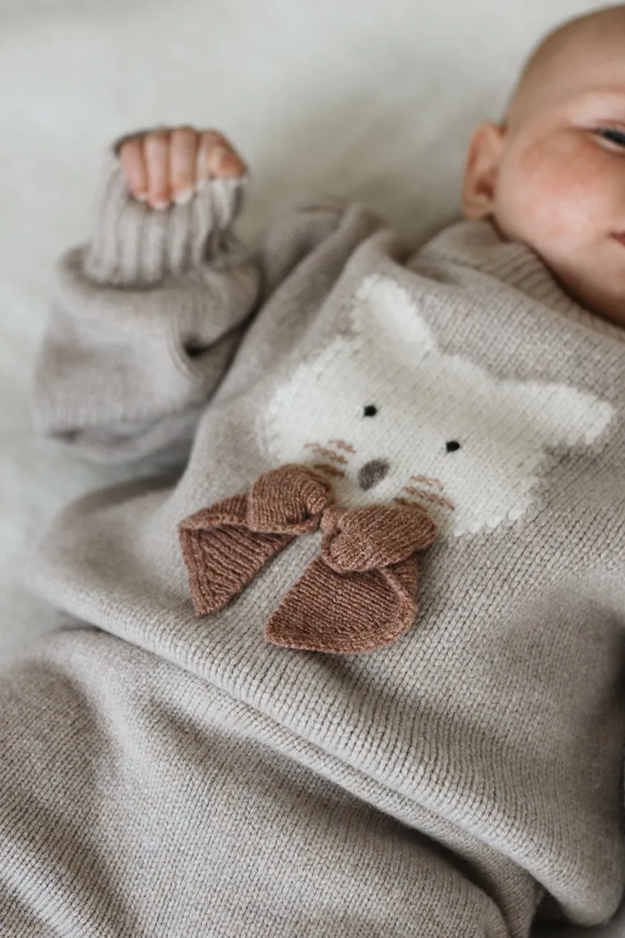 Donsje Sweter dziecięcy z wełny merino Denna Merino Wool Sweater Cat różowy 4090702.74.92