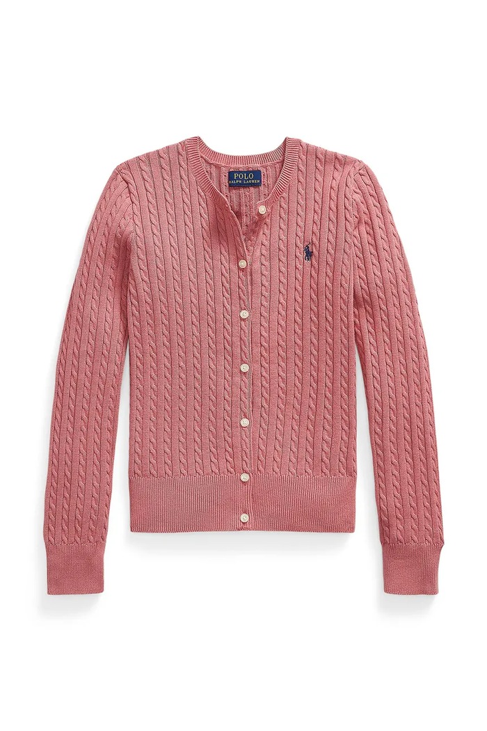 Polo Ralph Lauren Kardigan za djecu od pamuka 313543047510 roza AW26