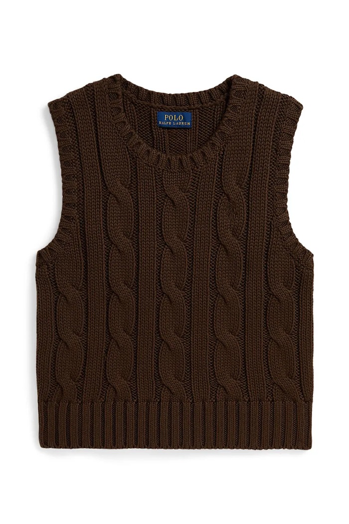 Polo Ralph Lauren pulover bez rukava za djecu od pamuka 313B25969002 smeđa AW26