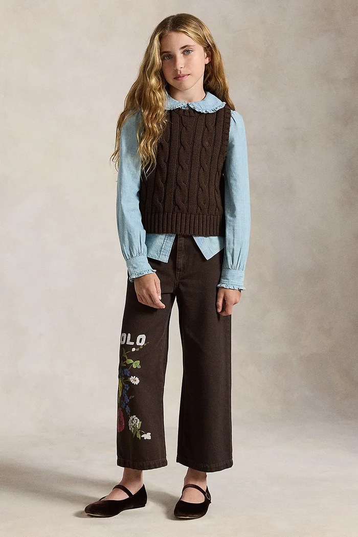 Polo Ralph Lauren pulover bez rukava za djecu od pamuka smeđa 313B25969002