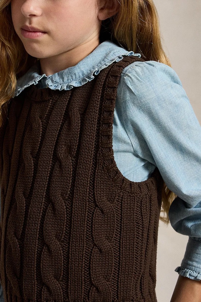Polo Ralph Lauren pulover bez rukava za djecu od pamuka 313B25969002 smeđa