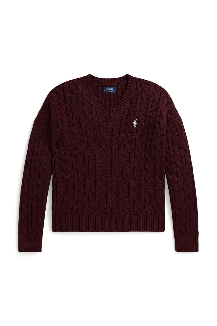 Polo Ralph Lauren sveter detský bavlnený 313A11238005 burgundské AW26