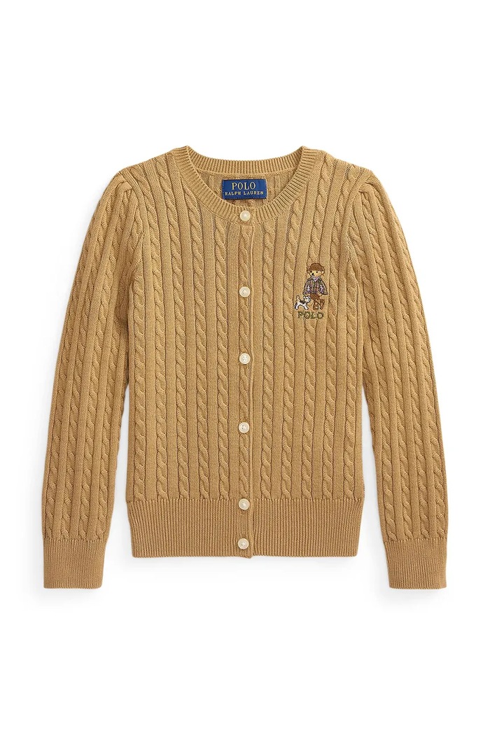 Polo Ralph Lauren Kardigan dziecięcy bawełniany brązowy 312919829501