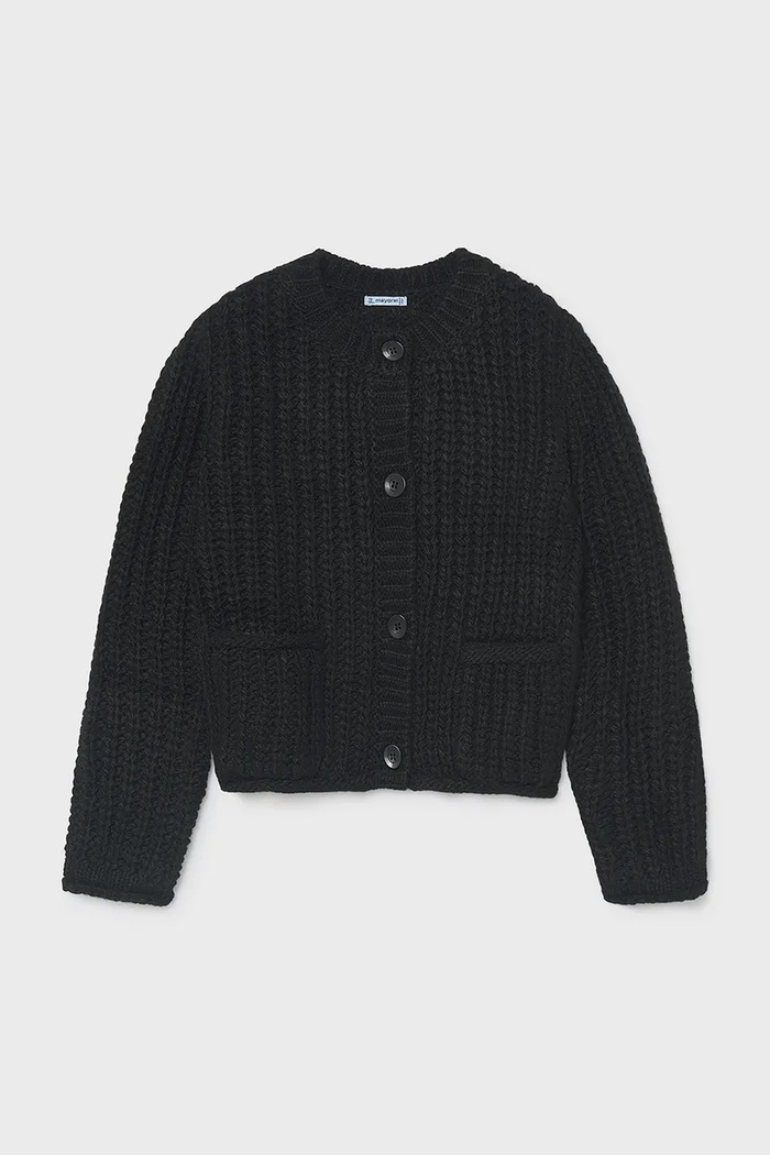 Mayoral kardigan otroški z volno črna 7344.8E.Junior.9BY2