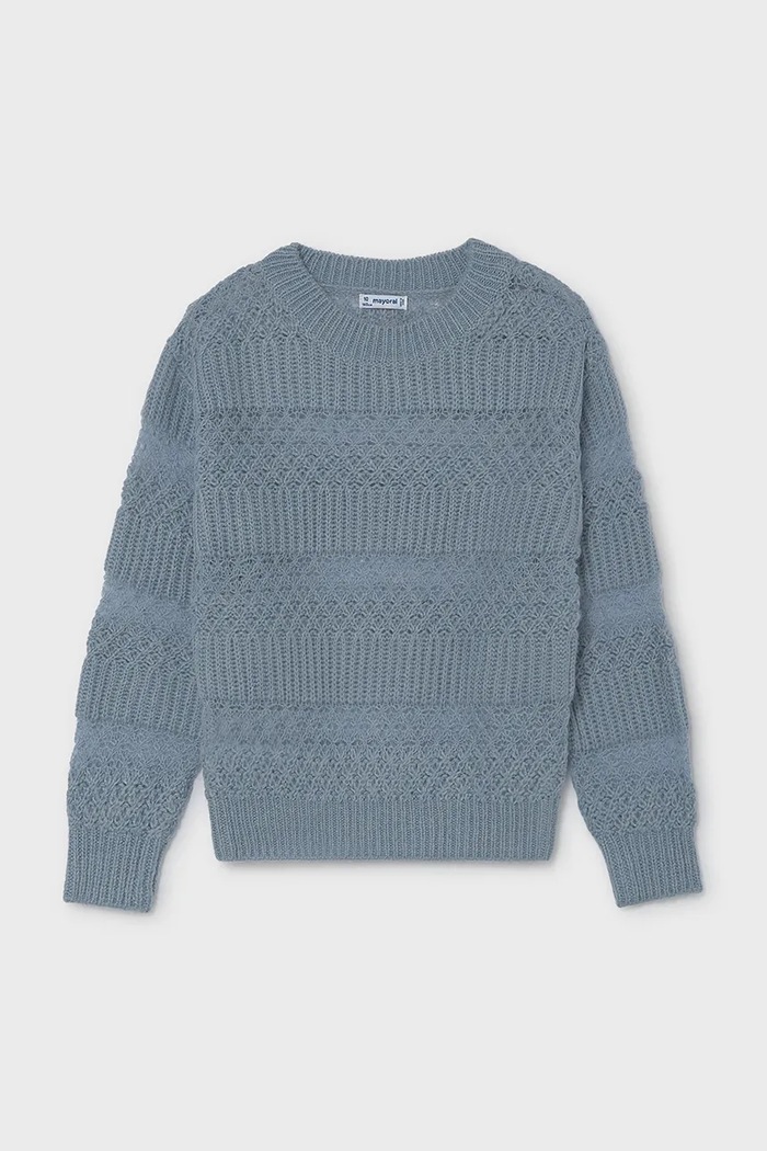 Mayoral sweter dziecięcy z wełną 7335.8C.Junior.9BY2 niebieski AW26