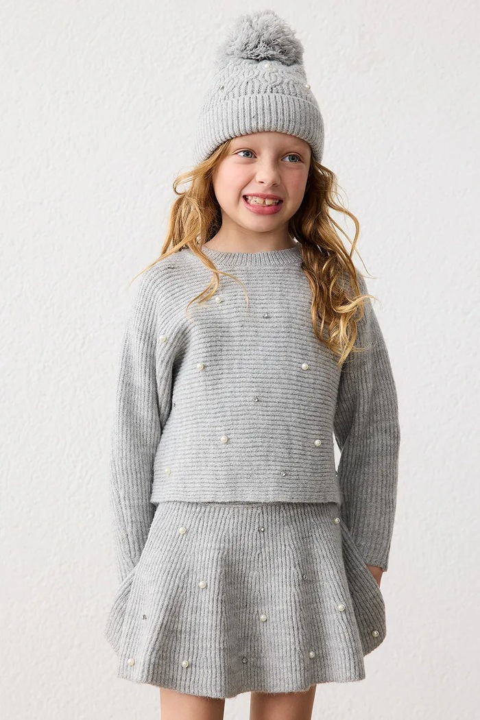 Sweter dziecięcy z dodatkiem wełny Mayoral szary 4322.6K.Mini.9BY2